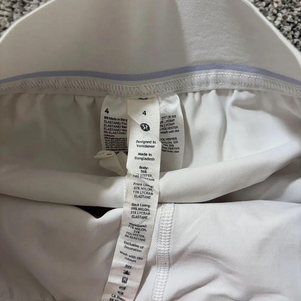 Lululemon Women’s Size 4 Court Rival High-Rise Skirt White Tennis Skort LW8AE3S